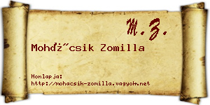 Mohácsik Zomilla névjegykártya